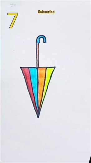 Easy Umbrella Drawing using number 7 | simple drawing for kids #Shorts #trending #foryou #umbrella