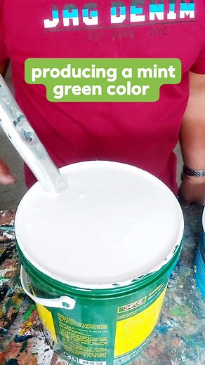 PRODUCING A MINT GREEN COLOR #paintmixing #color #glosslatexwhite #hanzaYellow #thalogreen #fbpagesreels | Victor b Laureta