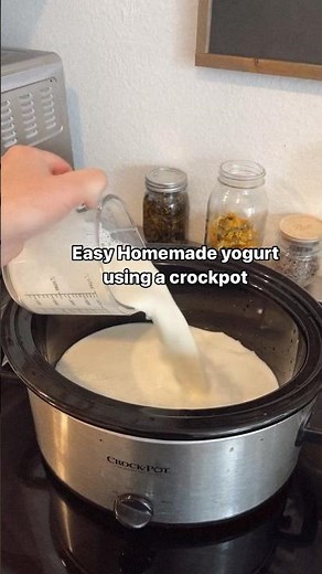 Homemade yogurt in the crockpot is so easy! Recipe link in the comments! #homestead #cookingvideo