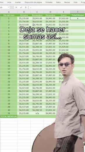 Nadie te enseñó a sumar bien en Excel 😴📊, pero yo te traigo un tip para que sumes múltiples celdas en segundos ⚡➕ ¿Conocías este atajo? 🤔 Síguenos para más contenido y comenta tus atajos favoritos 👇💬🚀 #excel #creatorsearchinsights #exceltips #cursosexcel #fyp