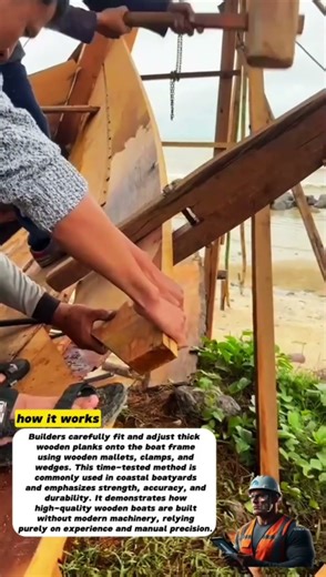 Traditional Wooden Boat Building | Manual Plank Fitting with Wooden Mallet