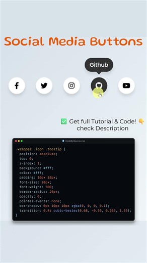 Social Media Buttons with Tooltip ✨ | HTML CSS #webdevelopment #coding #htmlcss