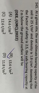 545. At a given site, the net ultimate bearing capacity of the ... | Filo