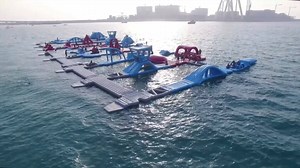 Are you looking for a workout that is endless fun? Aqua Fun is the place to be! Run, jump and slide over 74 different obstacles and burn up to 800 calories! | AQUA FUN Waterpark