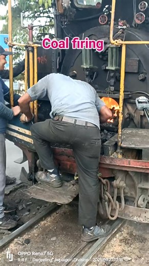 Coal is being put into the firebox of a steam engine by the fireman. #Darjeeling #tourism #rairailfan #reels #heritagesite #batasiyaloop #railway #toytrain #hillqueen #incredible #ghum #Siliguri | RAI RAIL FAN