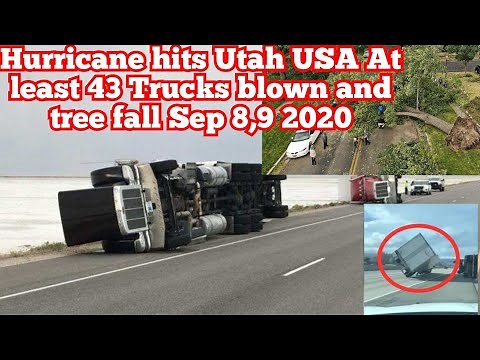 AT LEAST 43 TRUCK BLOWN AND TREE FALL DOWN HURRICANE FORCE WIND HITS SALT LAKE UTAH USA AFTERMATH