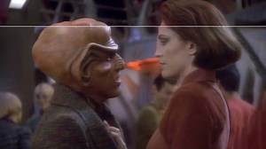A quick-and-dirty comparison of some of the new DS9 documentary HD trailer images from "Star Trek: Deep Space Nine," compared to (approximate) matching frames from the old DVDs. Note that some of the coloring in the HD images is turned up a bit for the trailer specifically -- we expect that to be 'normal' looking in the documentary. Additionally, the shot of Terok Nor orbiting Bajor appears to be new digital models of not just the planet, but the station as well. Once better-quality source video