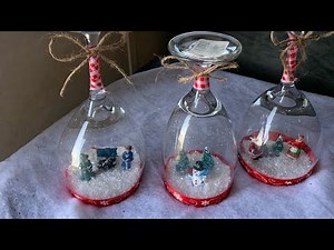 Dollar tree diy snow globe wine glasses