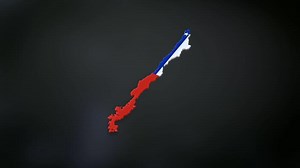 Download 3D map of Chile moving on a black textured floor. The country's area features the Chile flag texture with a luma matte effect. 3d rendering for free