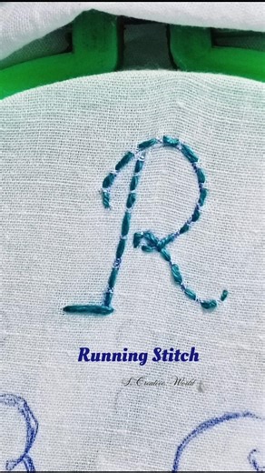Easy Running Stitch Letter R 💙 Hand Embroidery Short #shortvideo #handembroidery