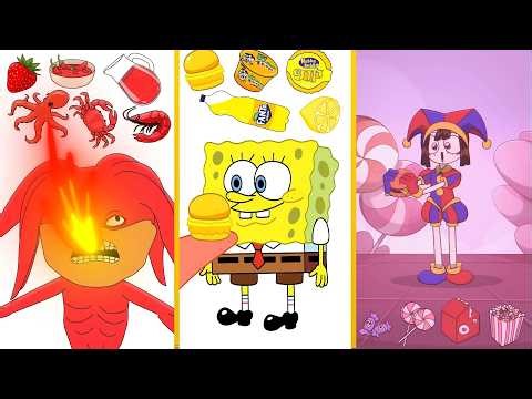 Knuckles x SpongeBob x Poppy Playtime ASMR MUKBANG Crabs & Fanta & GLITCH Food EATING SOUND