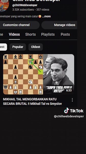 YT:Chill Web Developer #chess #catur #queensacrifice #mikhailtal