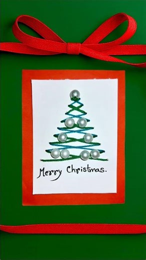 Gorgeous Thread Work Christmas Card | Step-by-Step DIY Tutorial #diy #shorts