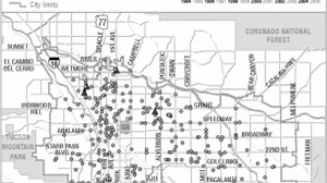 Violent crime map of Tucson