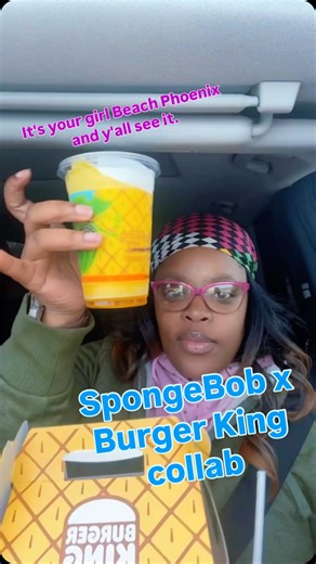 Beachphoenix on Instagram: "spongebob x burger king collab..I tried it! 🍍🍔 So Spongebob Squrepants and Burger King has a collab and yall know I wanted to see what the HYPE was all about... I got it and I tried it!! Stay tuned for my review..would you try this or nah?? #spongebob #spongebobsquarepants #burgerking #beachphoenixreviews #krabbypatty"