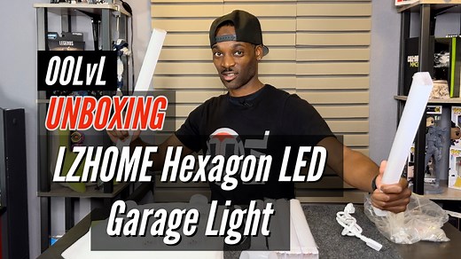 Watch LZHOME Hexagon LED Garage Light Unboxing and install on Amazon Live