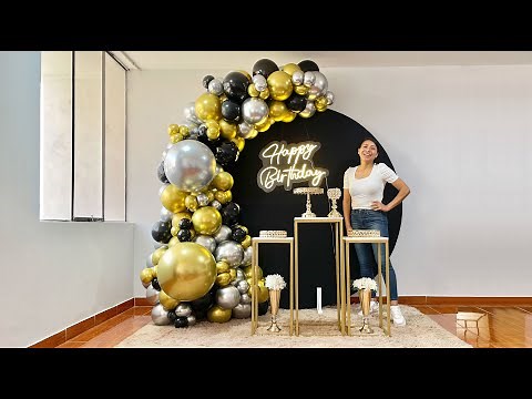 How to make a balloon arch - With a black circular background - Birthday decoration