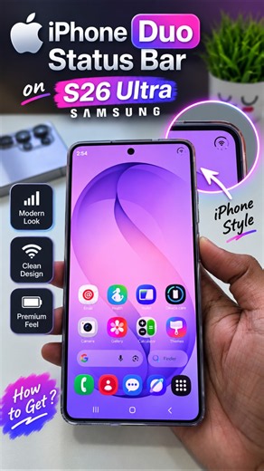 iPhone duo Status bar on S26 Ultra Samsung #shorts #youtubeshorts #s26ultra #iphoneduo