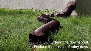 2 Pack Flexible Gutter Downspout Extensions Extendable from 21" to 67", Downspout Extender Comes with Adapters, Thickened Down spout Drain Extension for Rainwater Drainage(Brown)