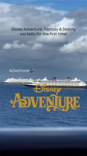 What a day on the high seas! 🚢✨ Three Disney Cruise Line ships came together as Disney Adventure made her grand arrival in the Bahamas. After the initial sail-by hello, the ships treated everyone to a fun and unforgettable musical horn battle — pure Disney magic at sea! 🎶⚓️ Huge thanks to @osuemilyk for capturing all the excitement from Disney Destiny today! #DisneyCruiseLine #DisneyAdventure #DisneyDestiny #DisneyShips #CruiseLife