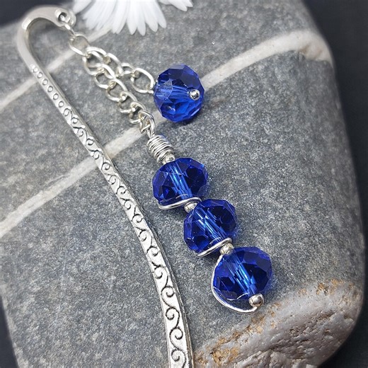 Sapphire Blue Bookmark : Wire Wrapped Metal Page Marker, September Birthday Gift - Etsy