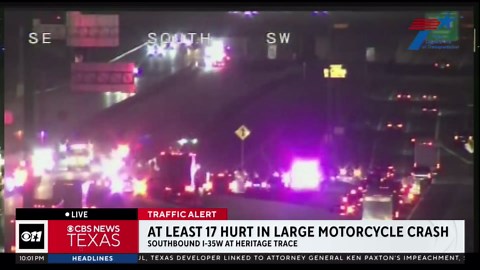 17 injured in massive motorcycle crash on I-35W in far North Fort Worth, authorities say