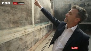 Stunning artworks have been uncovered in a new excavation at Pompeii, the Roman city famously buried in an eruption from Mount Vesuvius in AD79. Science Editor Rebecca Morelle is there for #BBCBreakfast https://www.bbc.co.uk/news/science-environment-68777741 | BBC Breakfast