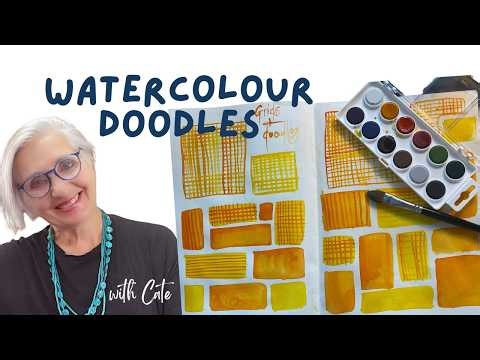 5 minute watercolour abstracts with yellow and orange