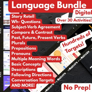 Language Bundle No Prep Digital Story Retell Wh Questions Semantics Syntax More!
