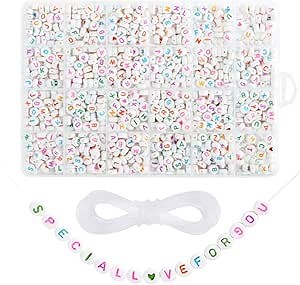 1620 Pieces A-Z Letter Beads 7x4mm Sorted Alphabet Beads and Colorful Acrylic Letter Bead Kit Vowel Letter Beads for Jewellery Making Crafts Name Bracelets