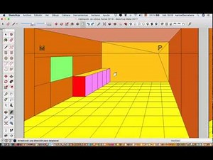 Perspectiva Cónica Frontal de una habitación. How to Draw a Room Using One Point Perspective.