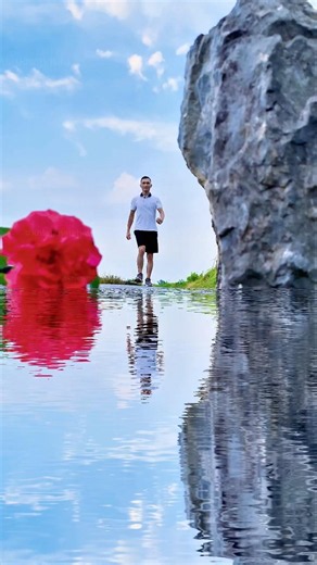 Creative video with water puddle effect💦 A splash of color. A perfect reflection. A peaceful moment