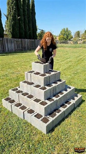 She Built a Strawberry Tower Using Only Cinder Blocks