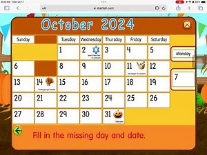 Starfall Daily Calendar - October 7, 2024 (desc)