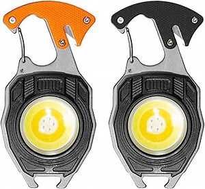 BY-J LED Small Flashlight, Rechargeable Keychain Light, COB Multi-Function Mini Work Light, 500 Lumens, 7 Lighting Modes with Electric Lighter