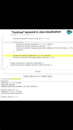 Continue Keyword in Java 🔄 Step-by-Step Visualization #Java #Programming
