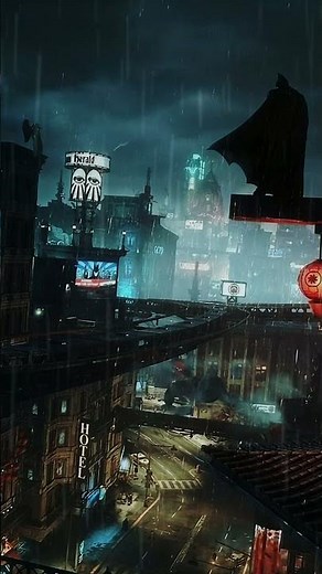 Batman Arkham Knight Ambience with Rain & Thunder #batmanarkhamnight #batman #gamingnostalgia