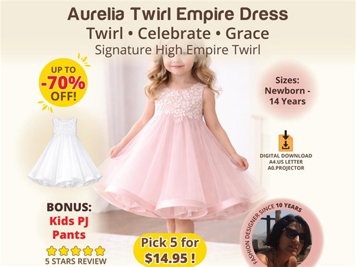 Girls Twirl Circle Skirt Dress Sewing Pattern PDF, Birthday Party Dress Flower Girl Gown With Tulle Skirt, Baby Toddler Kids, Sizes NB–14Y - Etsy Australia