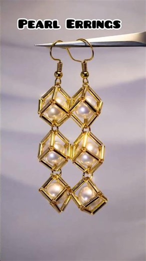 Pearl Cube Earrings #preppy #tutorial #diy#beadedjewelry