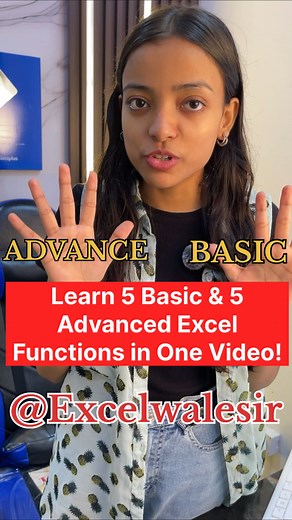 48K views · 7K reactions | Learn 5 Basic & 5 Advanced Excel Functions in One Video!  #excelwalesir #exceltraining | Excel Wale Sir | Facebook