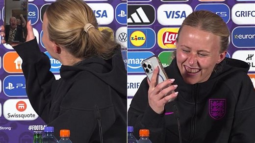 Hannah Hampton's phone interrupts presser after Euros heroics