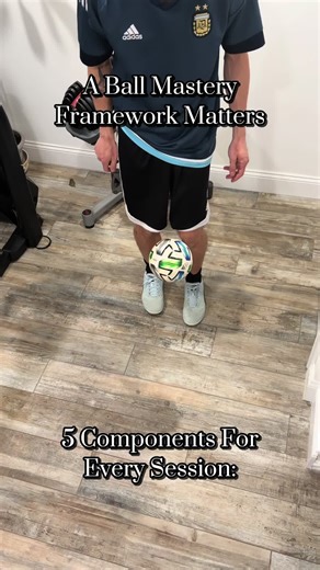 5 Components for Every Ball Mastery Session: 1️⃣ Progression Start simple. Get clean, consistent repetitions in. Increase difficulty over time (speed, surface, movement, pressure). 2️⃣ Foot and Surface Balance Both feet. Multiple surfaces. No hiding on the dominant side. 3️⃣ Body Orientation Open hips, active posture, touches that allow the next action. 4️⃣ Movement Between Touches Improvement in coordination — small adjustments, shifts, and direction changes. Be dynamic. 5️⃣ Game Transfer Every