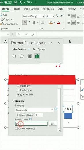 how to hide 0% on an excel chart #shorts