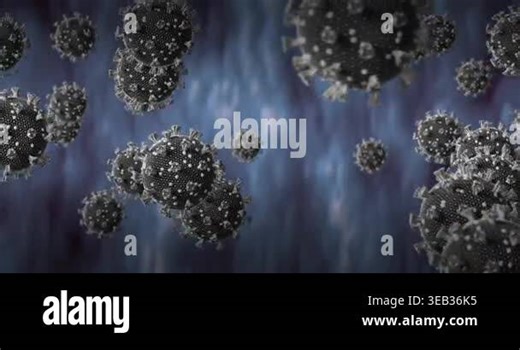 Animation of covid 19 cells and on blue background. global covid 19 pandemic and healthcare concept digitally generated video Stock Video Footage - Alamy