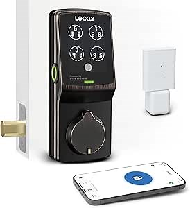 Lockly Secure Pro Wi-Fi Smart Door Lock, Keyless Entry with PIN Genie® Digital Keypad, 3D Biometric Fingerprint Sensor Front Door Lock Deadbolt, Voice Control & Auto Lock - Left Fingerprint Edition