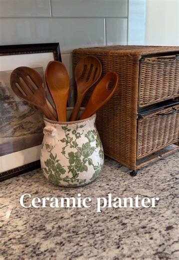 the most stunning Tuscan Ceramic Planter 🍃 i am in awe of the quality of this one! You can use it so many different ways and it just instantly elevates a space! @QVC, Inc #planter #kitchendecor #homedecor #kitchenorganization #vase