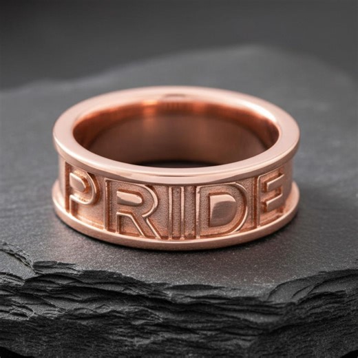 LGBT Pride Ring 925 Sterling Silver Rose Gold Plated Band Unisex Statement Jewelry Gay Gift - Etsy