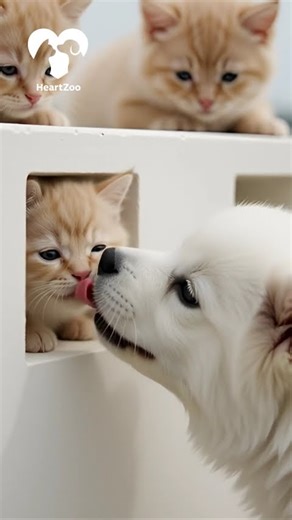 🐾 Dog’s Gentle Kiss to a Kitten