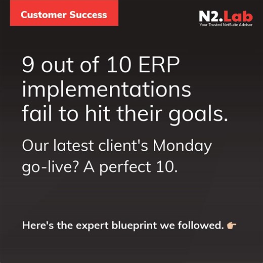 🚀 The Anatomy of a Successful NetSuite Go-Live: A Case Study Breakdown Most ERP implementations fail to meet their goals. But last Monday, we guided a health & wellness leader through a flawless, comprehensive NetSuite launch. 𝗛𝗲𝗿𝗲 𝗮𝗿𝗲 𝘁𝗵𝗲 𝟯 𝗰𝗼𝗿𝗲 𝗲𝗹𝗲𝗺𝗲𝗻𝘁𝘀 𝘁𝗵𝗮𝘁 𝗺𝗮𝗱𝗲 𝗶𝘁 𝗮 𝘁𝗲𝘅𝘁𝗯𝗼𝗼𝗸 𝘀𝘂𝗰𝗰𝗲𝘀𝘀: 𝟭. 𝗙𝗼𝘂𝗻𝗱𝗮𝘁𝗶𝗼𝗻 𝗕𝗲𝗳𝗼𝗿𝗲 𝗙𝗲𝗮𝘁𝘂𝗿𝗲𝘀 We didn't just configure modules. We started by aligning the entire business—from warehouse floor to C-sui