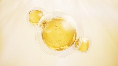 Golden liquid oil bubble background, 3d rendering. Motion graphic.